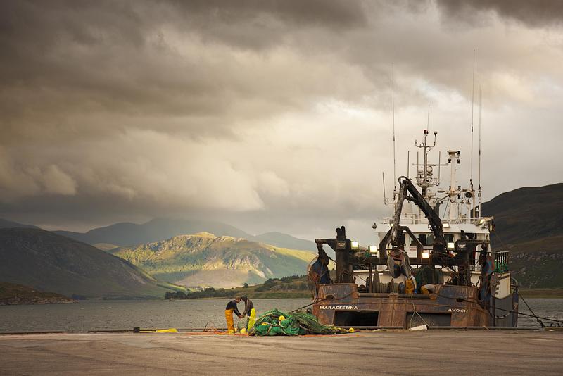 Trawlermen in Ullapool, Scotland