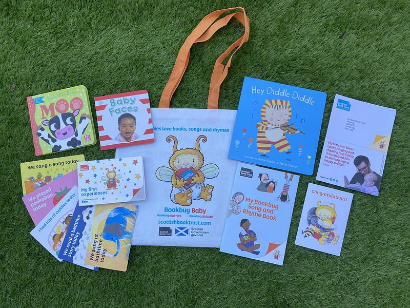 Bookbug Baby bag and contents, including board books, leaflets and experience cards