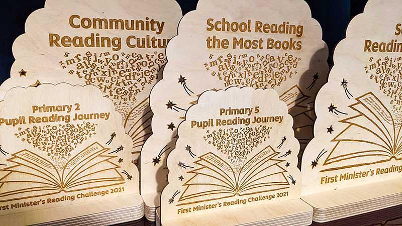 First Minister's Reading Challenge 2021 trophies