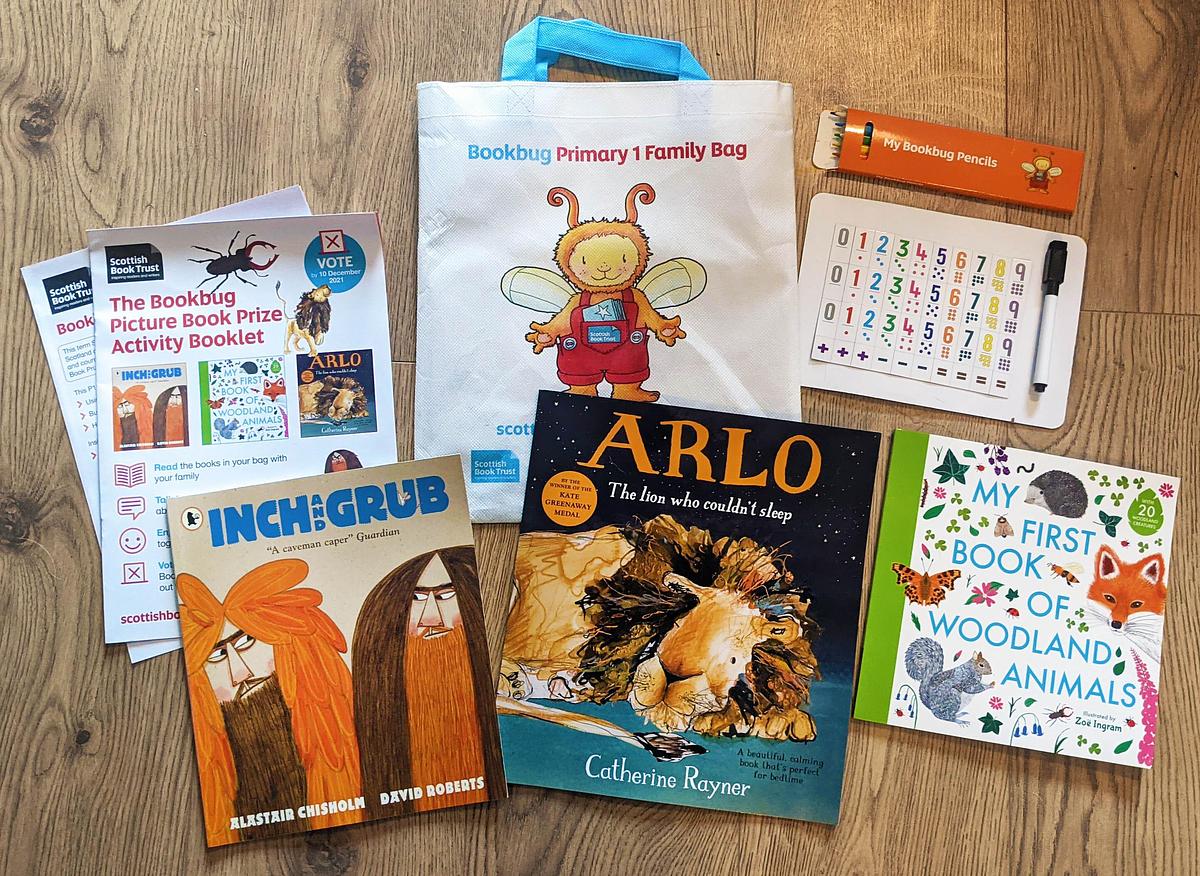 Contents of the Bookbug Primary 1 Family Bag
